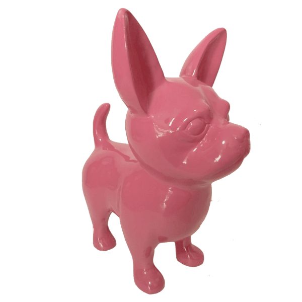 Statue Chien Chihuahua Animaux Resine - 50cm - Rose Clair - ANIMAUX-RESINE.FR