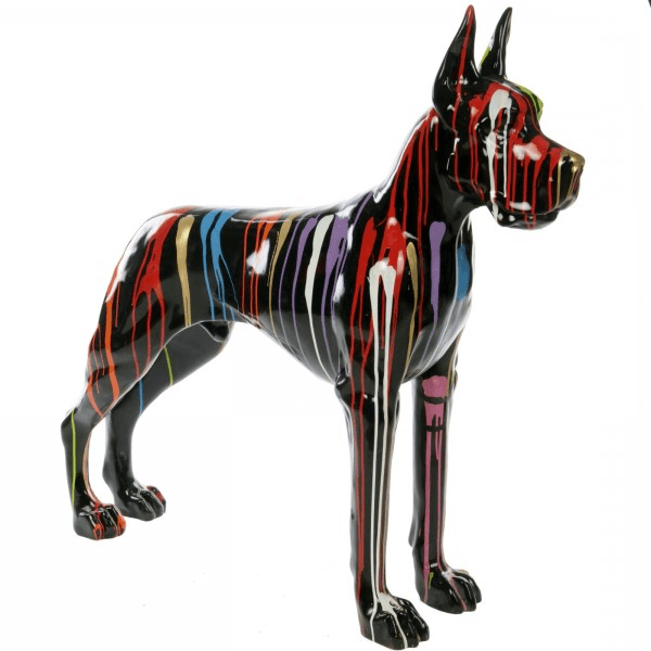 Statue Chien Dogue Allemand Animaux Resine - 120cm - Multi Coulure Noir - ANIMAUX-RESINE.FR (8904882323796)