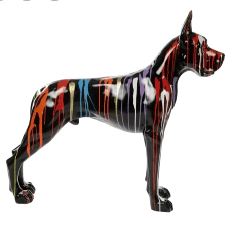 Statue Chien Dogue Allemand Animaux Resine - 120cm - Multi Coulure Noir - ANIMAUX-RESINE.FR (8904882323796)