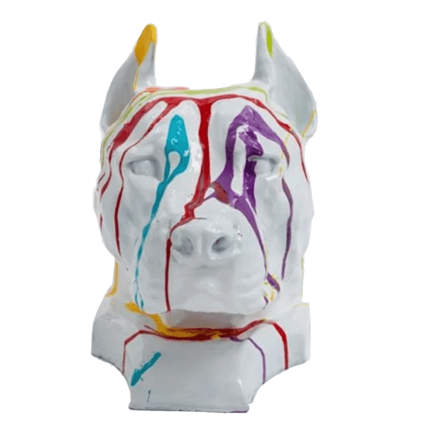 Statue Chien Staff Bull Animaux Resine - 35cm - Multi Coulure Blanc - ANIMAUX-RESINE.FR (8904795324756)