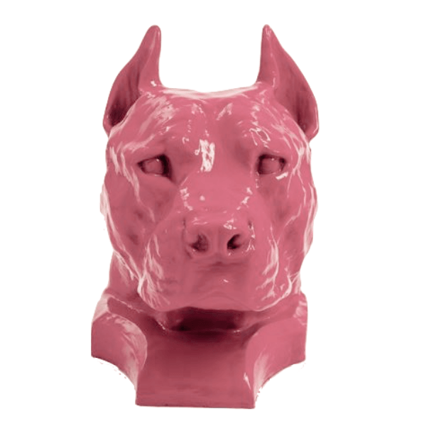 Statue Chien Staff Bull Animaux Resine - 35cm - Rose Clair - ANIMAUX-RESINE.FR