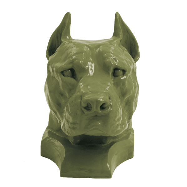 Statue Chien Staff Bull Animaux Resine - 35cm - Vert Kaki - ANIMAUX-RESINE.FR