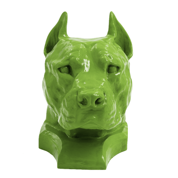 Statue Chien Staff Bull Animaux Resine - 35cm - Vert Pomme - ANIMAUX-RESINE.FR