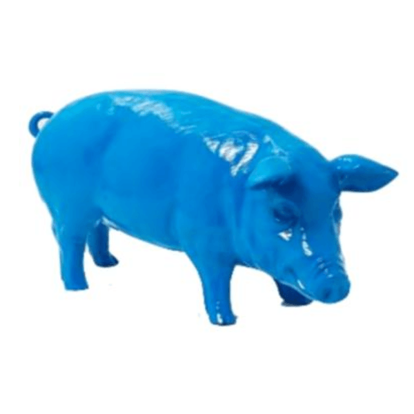 Statue Cochon Animaux Resine - 100cm - Bleu - ANIMAUX-RESINE.FR