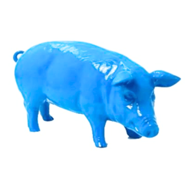 Statue Cochon Animaux Resine - 100cm - Bleu Ciel - ANIMAUX-RESINE.FR