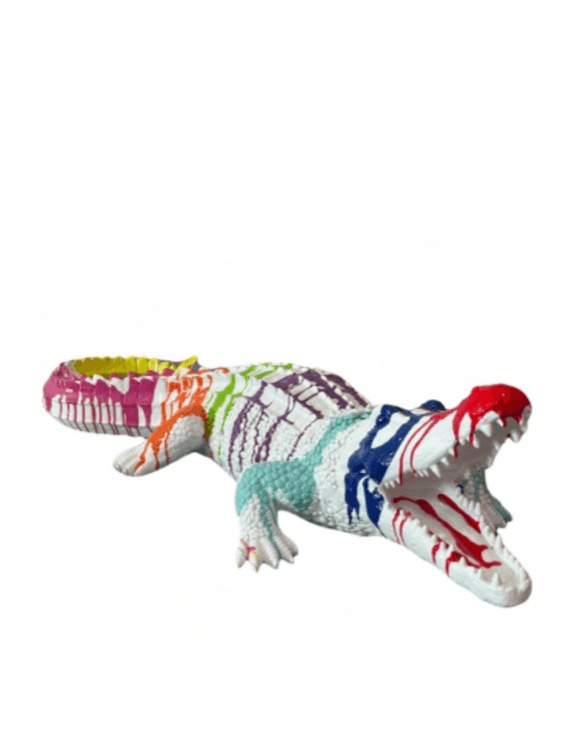 Statue Crocodile Animaux Resine - 120cm - Multi Coulure Blanc - ANIMAUX-RESINE.FR (8904932426068)