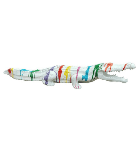 Statue Crocodile Animaux Resine - 130cm - Multi Couleur Blanc - ANIMAUX-RESINE.FR