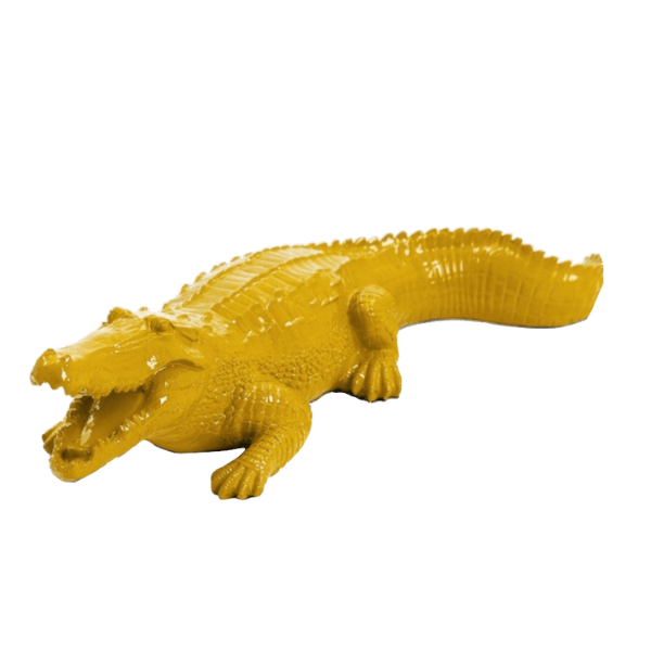 Statue Crocodile Animaux Resine - 40cm - Jaune - ANIMAUX-RESINE.FR