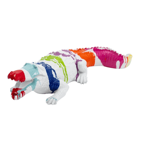 Statue Crocodile Animaux Resine - 40cm - Multi Coulure Blanc - ANIMAUX-RESINE.FR (8904935473492)