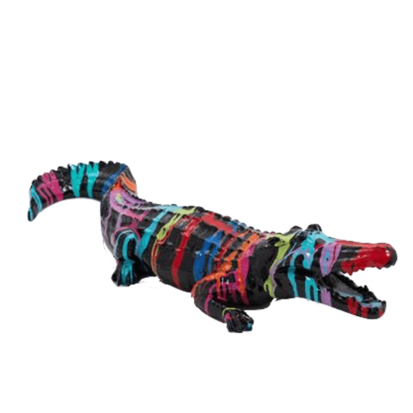 Statue Crocodile Animaux Resine - 70cm - Multi Coulure Noir - ANIMAUX-RESINE.FR (8904933867860)