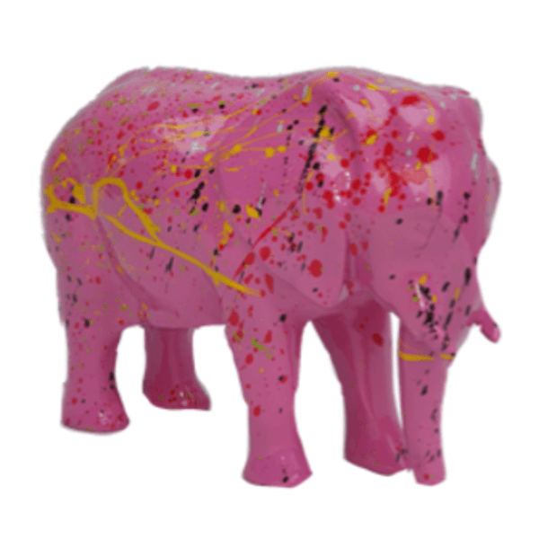 Statue Elephant Animaux Resine - 30cm - Graffiti Rose - ANIMAUX-RESINE.FR (8905003303252)