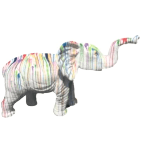 Statue Elephant Animaux Resine - 410cm - Multi Coulure Blanc - ANIMAUX-RESINE.FR