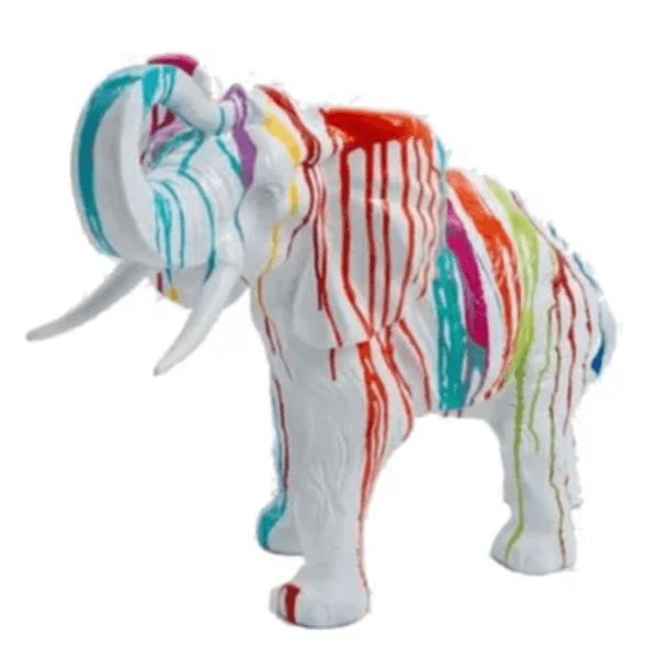 Statue Elephant Animaux Resine - 90cm - Multi Coulure Blanc - ANIMAUX-RESINE.FR (8905003237716)