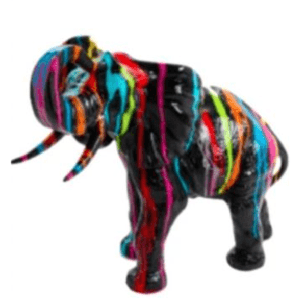 Statue Elephant Animaux Resine - 90cm - Multi Coulure Noir - ANIMAUX-RESINE.FR (8905004777812)