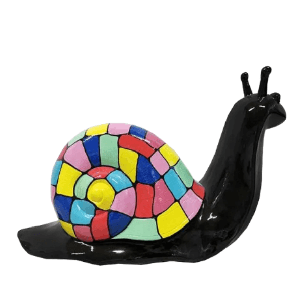 Statue Escargot Animaux Resine - 100cm - Dragibus Noir - ANIMAUX-RESINE.FR