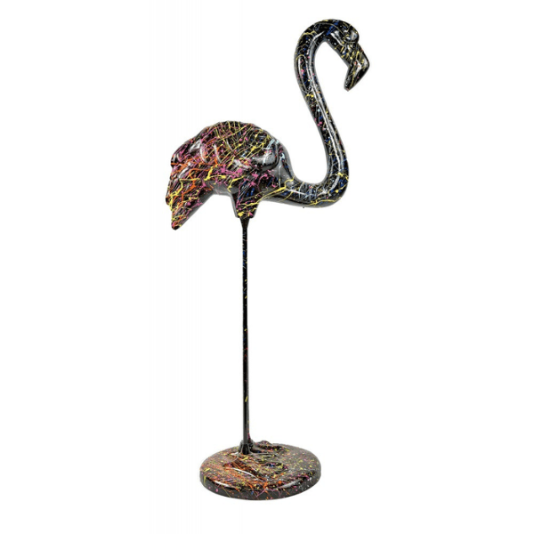 Statue Flamant Rose Animaux Resine - 110cm - Graffiti Noir - ANIMAUX-RESINE.FR (8904961392980)