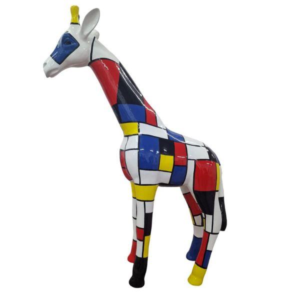 Statue Girafe Animaux Resine -110cm - Mondrian - ANIMAUX-RESINE.FR