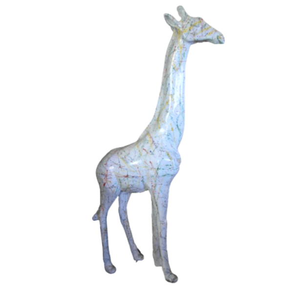 Statue Girafe Animaux Resine - 210cm - Graffiti Blanc - ANIMAUX-RESINE.FR (8904952971604)