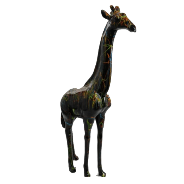 Statue Girafe Animaux Resine - 210cm - Graffiti Noir - ANIMAUX-RESINE.FR