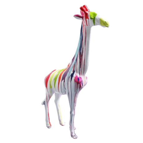 Statue Girafe Animaux Resine - 210cm - Multi Coulure Blanc - ANIMAUX-RESINE.FR