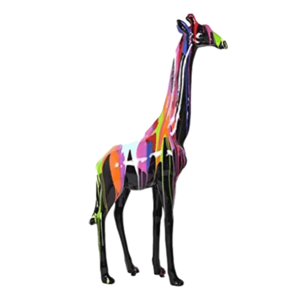 Statue Girafe Animaux Resine - 210cm - Multi Coulure Noir - ANIMAUX-RESINE.FR