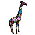 Statue Girafe Animaux Resine - 210cm - Noir Fleurs - ANIMAUX-RESINE.FR