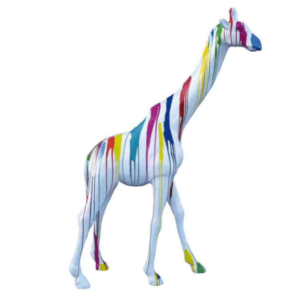 Statue Girafe Animaux Resine - 320cm - Multi Coulure Blanc - ANIMAUX-RESINE.FR