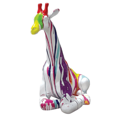 Statue Girafe Animaux Resine - 90cm - Multi Coulure Blanc - ANIMAUX-RESINE.FR (8904955461972)