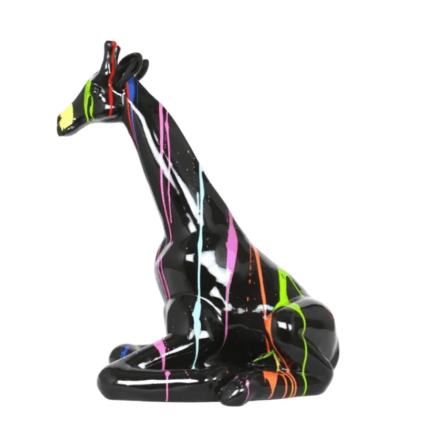 Statue Girafe Animaux Resine - 90cm - Multi Coulure Noir - ANIMAUX-RESINE.FR