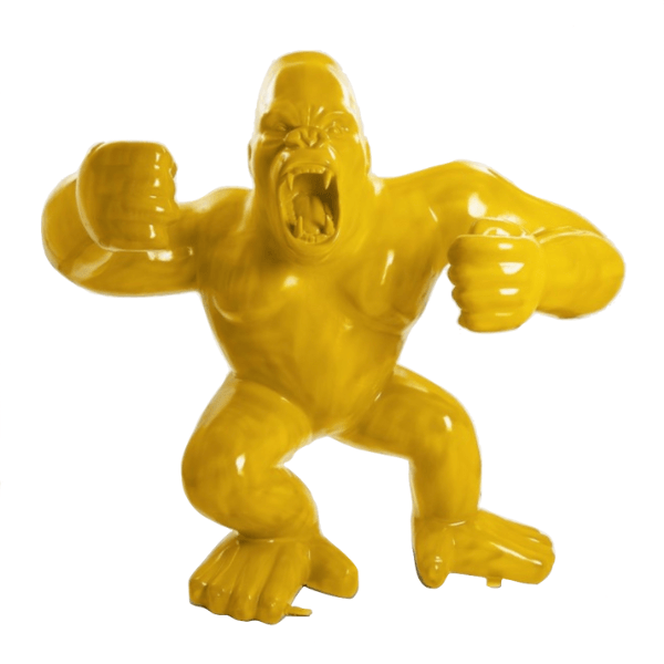 Statue Gorille Agressif Animaux Resine - 120cm - Jaune - ANIMAUX-RESINE.FR (8905131163988)