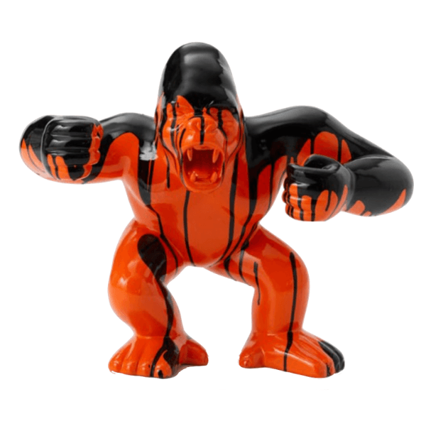 Statue Gorille Agressif Animaux Resine - 30cm - Coulure Orange - ANIMAUX-RESINE.FR (8905128149332)