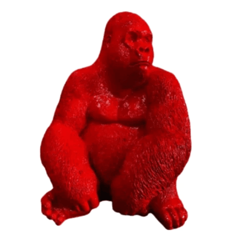 Statue Gorille Assis Animaux Resine - 75cm - Rouge - ANIMAUX-RESINE.FR (8905097970004)