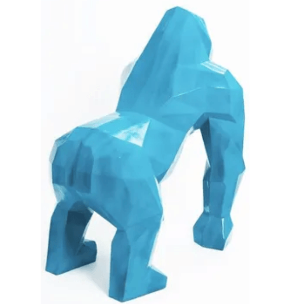 Statue Gorille Origami Animaux Resine - 140cm - Bleu Ciel - ANIMAUX-RESINE.FR