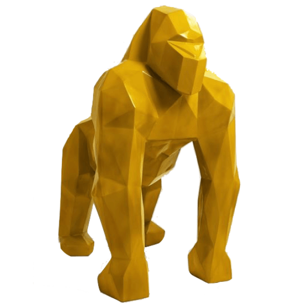 Statue Gorille Origami Animaux Resine - 140cm - Jaune - ANIMAUX-RESINE.FR