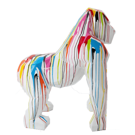 Statue Gorille Origami Animaux Resine - 140cm - Multi Coulure Blanc - ANIMAUX-RESINE.FR (8905124446548)