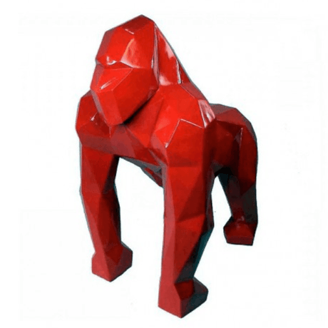 Statue Gorille Origami Animaux Resine - 140cm - Rouge - ANIMAUX-RESINE.FR (8905134506324)