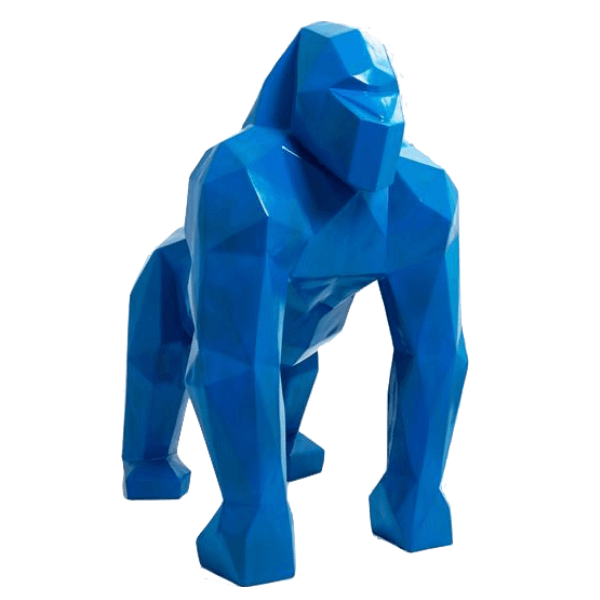 Statue Gorille Origami Animaux Resine - 40cm - Bleu - ANIMAUX-RESINE.FR (8905116647764)