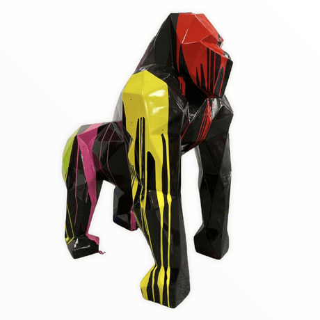 Statue Gorille Origami Animaux Resine - 40cm - Multi Coulure Noir - ANIMAUX-RESINE.FR