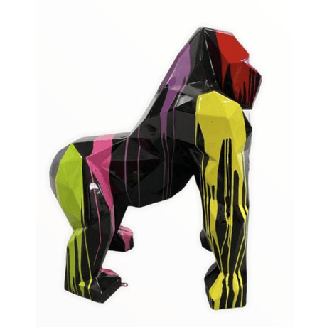 Statue Gorille Origami Animaux Resine - 40cm - Multi Coulure Noir - ANIMAUX-RESINE.FR