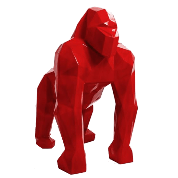 Statue Gorille Origami Animaux Resine - 40cm - Rouge - ANIMAUX-RESINE.FR (8905117434196)