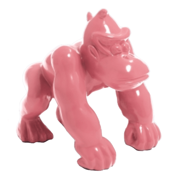 Statue Gorille Poing Animaux Resine - 40cm - Rose Clair - ANIMAUX-RESINE.FR