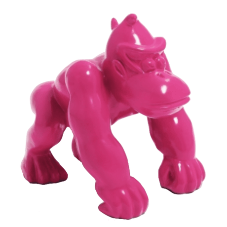 Statue Gorille Poing Animaux Resine - 40cm - Rose Fushia - ANIMAUX-RESINE.FR (8905130213716)