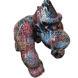 Statue Gorille Poing Animaux Resine - 70cm - Graffiti Noir - ANIMAUX-RESINE.FR (8905099411796)