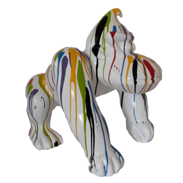 Statue Gorille Poing Animaux Resine - 70cm - Multi Coulure Blanc - ANIMAUX-RESINE.FR (8905121268052)