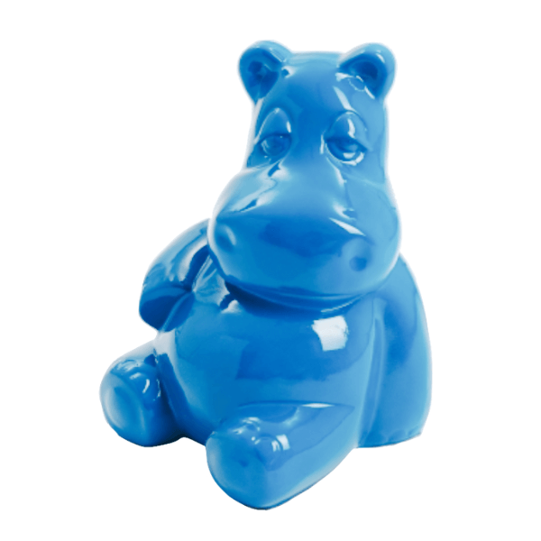 Statue Hippopotame Animaux Resine - 100cm - Bleu Ciel - ANIMAUX-RESINE.FR