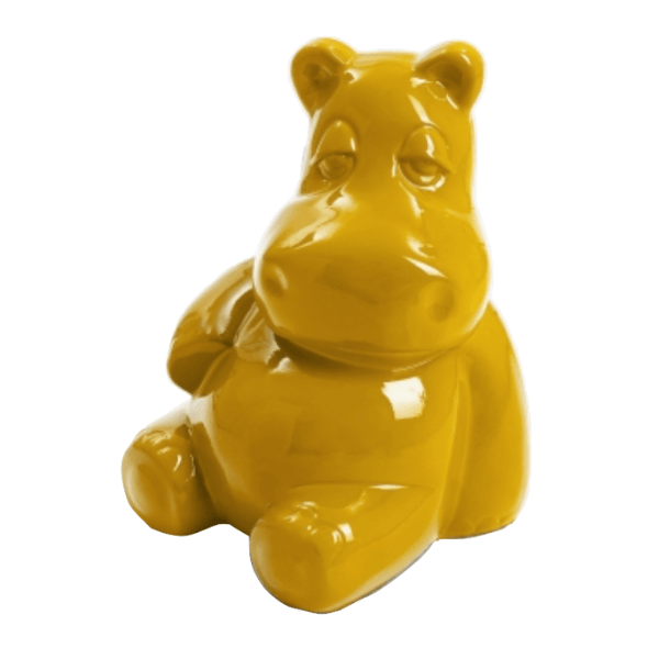 Statue Hippopotame Animaux Resine - 100cm - Jaune - ANIMAUX-RESINE.FR