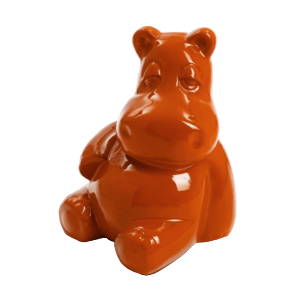 Statue Hippopotame Animaux Resine - 100cm - Orange - ANIMAUX-RESINE.FR (8905160261972)