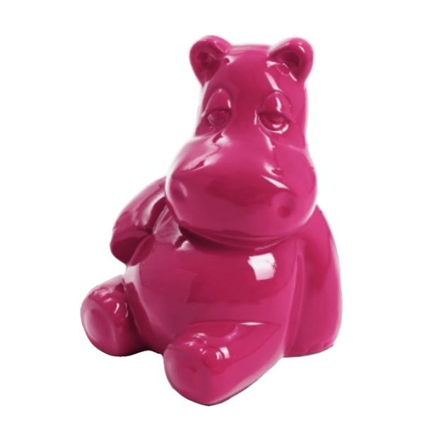 Statue Hippopotame Animaux Resine - 100cm - Rose Fushia - ANIMAUX-RESINE.FR