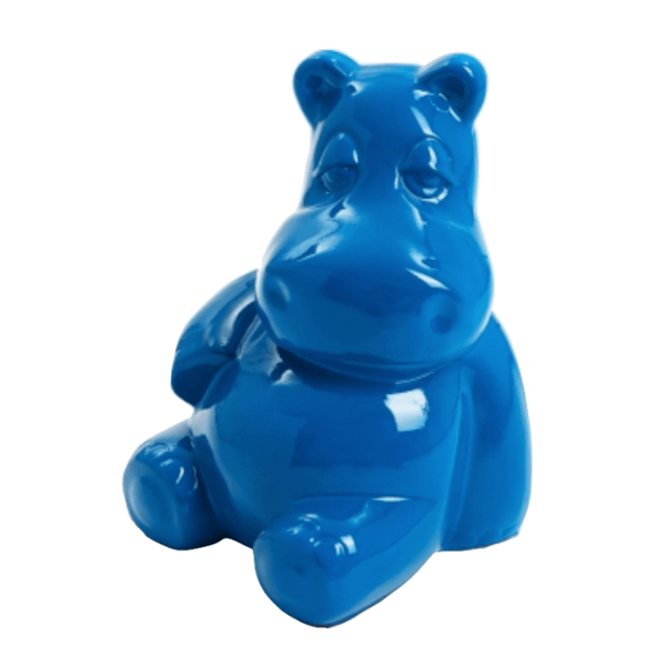 Statue Hippopotame Animaux Resine - 15cm - Bleu - ANIMAUX-RESINE.FR (8905165734228)