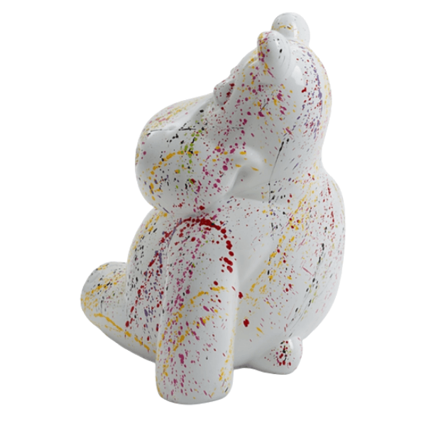 Statue Hippopotame Animaux Resine - 15cm - Graffiti Blanc - ANIMAUX-RESINE.FR (8905159475540)